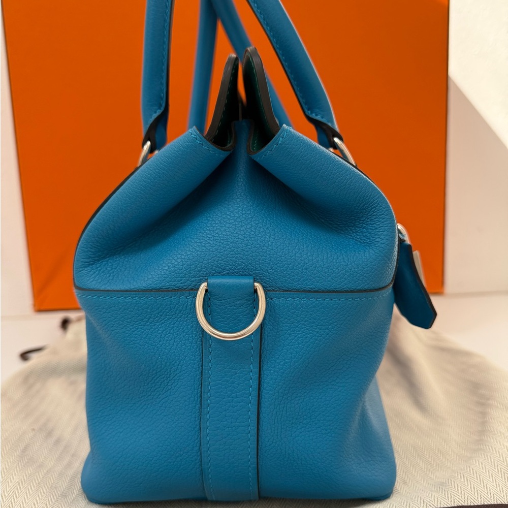 New Hermès Toolbox 20 Bleu Swift Leather Full Set Palladium Hardware Bag - Picture 7 of 16
